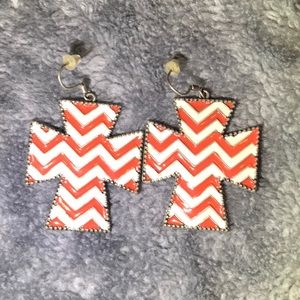 Big chevron cross earrings
